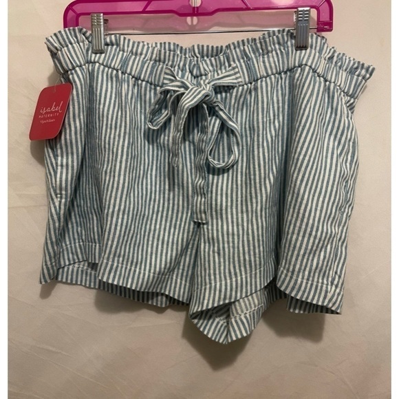 Women maternity blue stripy shorts - Picture 2 of 6